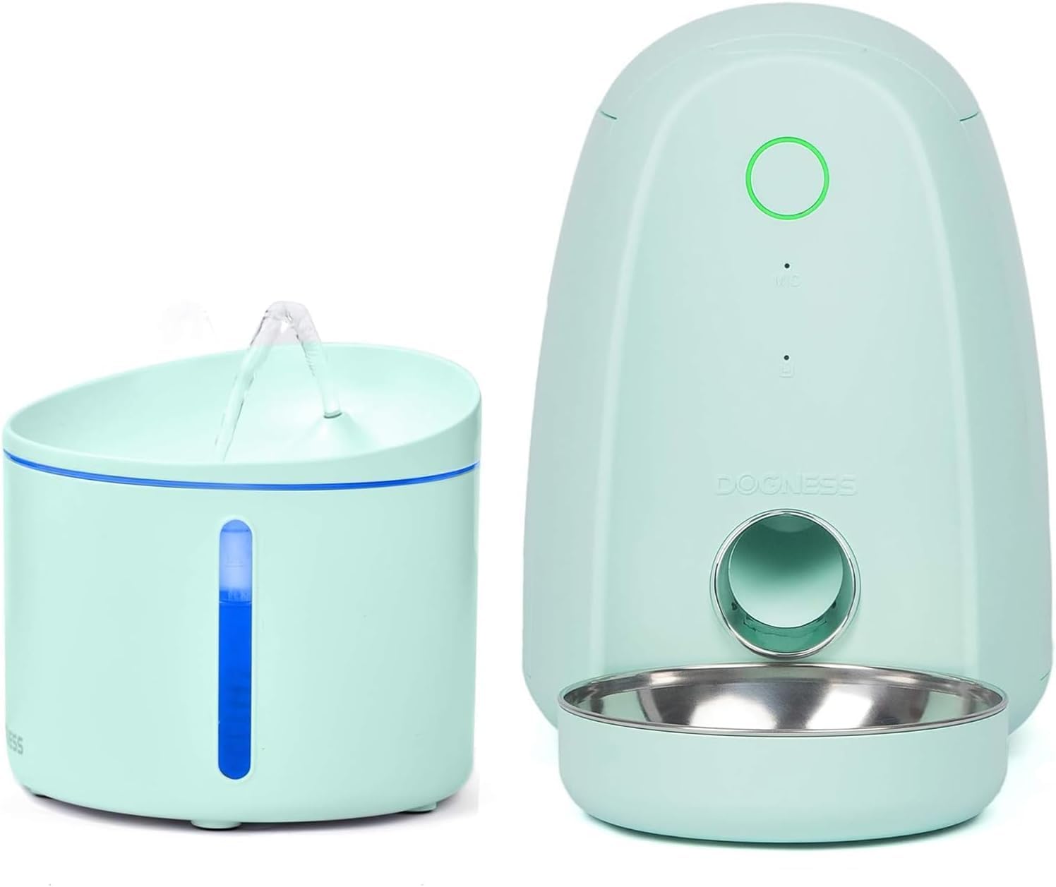 Cat Feeder and Water Dispenser, Automatic Cat Feeder with app and Water Dispenser in Set 2 Packs for Small Medium Pets Puppy Kitten Green