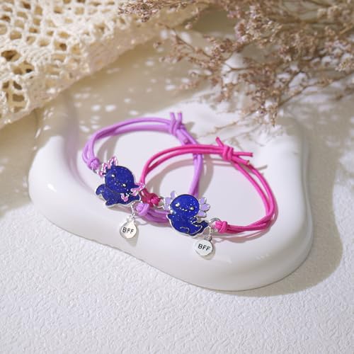 Axolotl/Sea Turtle/Mermaid BFF Bracelets for 2, Animal Friendship Bracelet, Mood Change Colour, Best Friend Mermaid Turtle Axolotl Gifts2