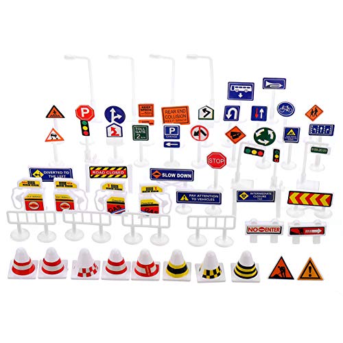 Toddmomy 56pcs Street Signs Playset Traffic Toy Kids Educati