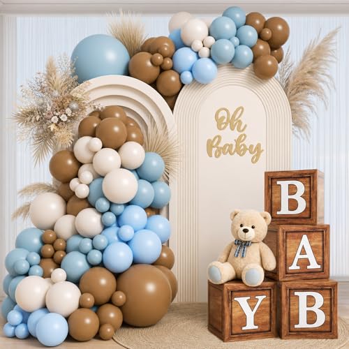 Kit arche de ballons bleu poussiéreux pour une baby shower inoubliable