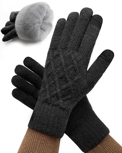 CHENMEI Winterhandschuhe herren damen - Touchscreen Strickhandschuhe mit Fleecefutter,Warme Wollhandschuhe Winter Outdoor,Winter geschenke für Herren und Damen.