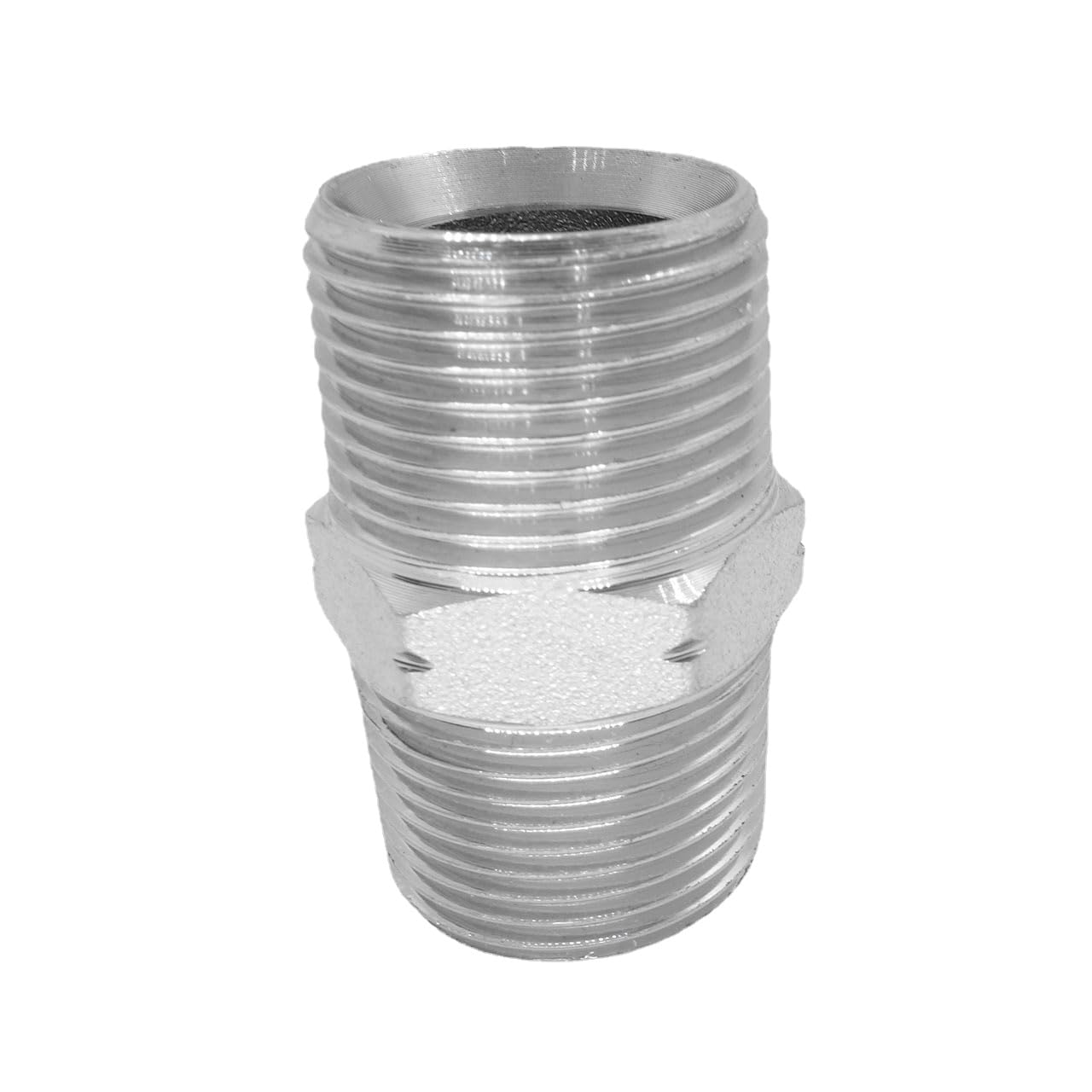 3 Pcs 1/4" x 1/4" Male NPT Hex Nipple Plated Steel Hydraulic Fitting Adapter - 5