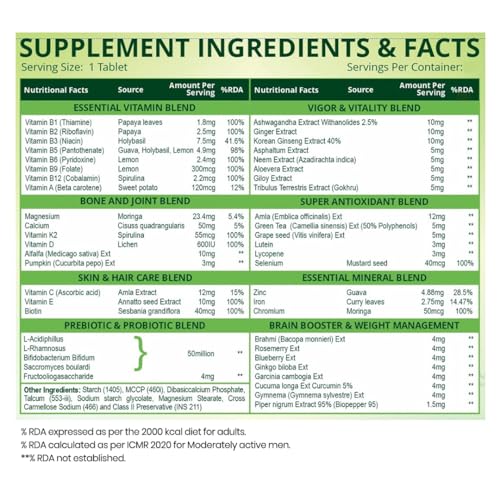 Vlado’s Himalayan Organics Multivitamin Tablets for Men & women With Probiotics