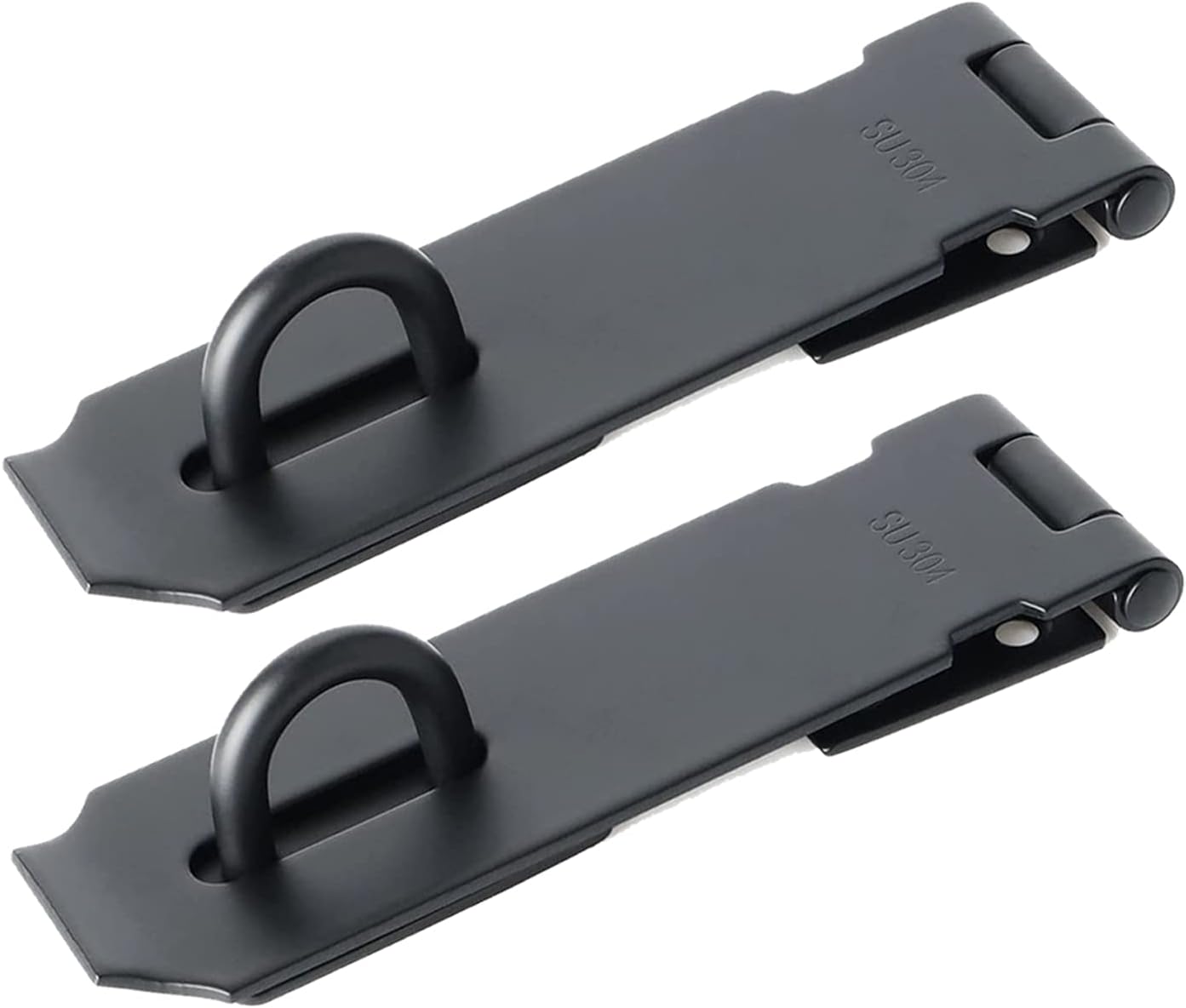 2 Pack 5 inch Door Hasp Latch Lock Stainless Steel Hasp Lock Heavy Duty Safety Padlock Clasp Hardware Hasps with Screws for Shed Doors, Gate, Window, Cabinet, Drawer, Cupboard and Box,Matte Black
