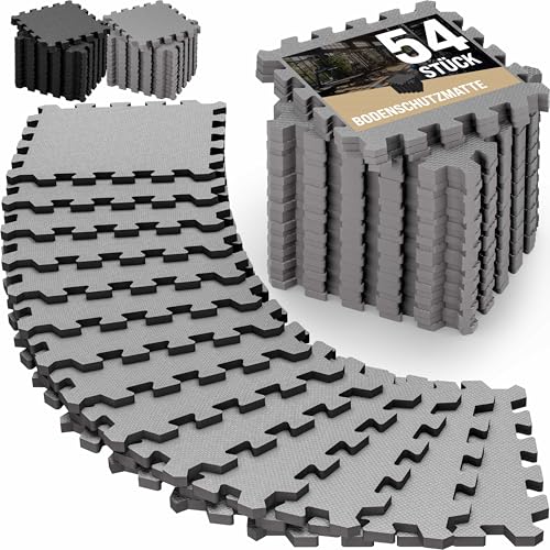MONZANA® Tapis de Protection de Sol Gris 30 x 30 cm Mousse EVA 54 pièces Dalles de Protection Sport Piscine Jeu Enfant