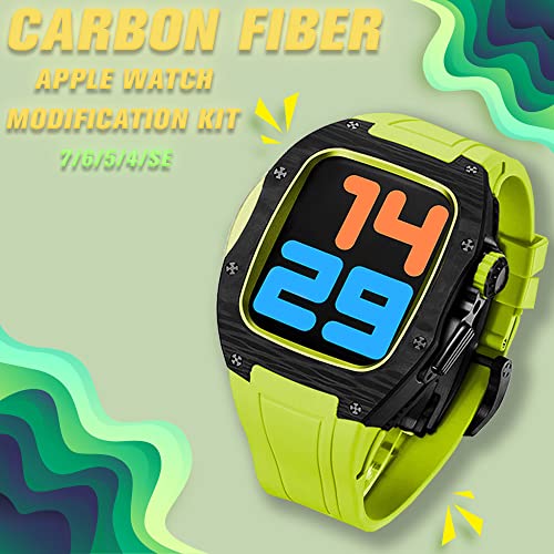 Boîtier carbone pour Apple Watch 45mm : kit modification luxe et bracelet fluorocarboné