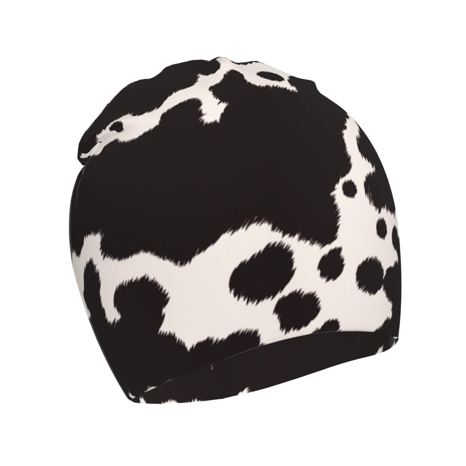 Cow Print Animal Pattern Kids Beanie Hats Warm Knit Beanie Cap Skull Caps Gifts Decor for Boys Girls White