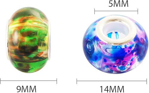 Miniatura 3 de YouLuo Cuentas de agujero grandes de resina de cristal de imitación europeas, abalorios espaciadores, surtidos de cuentas chapadas en plata para