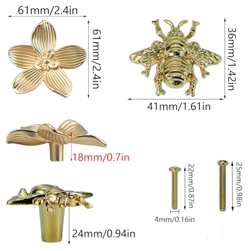 Boutons de tiroir abeille dorés lot de 8 pour meuble de cuisine - 3