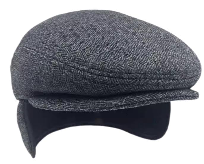 Casquette plate homme hiver avec cache-oreilles rabattable