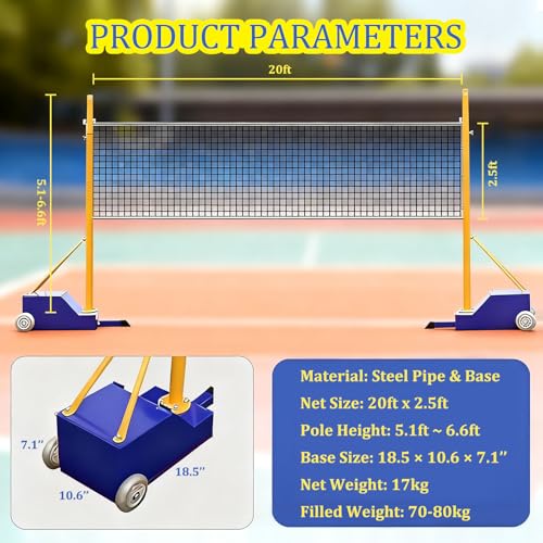 Juego de red portátil de voleibol con postes telescópicos robustos 7