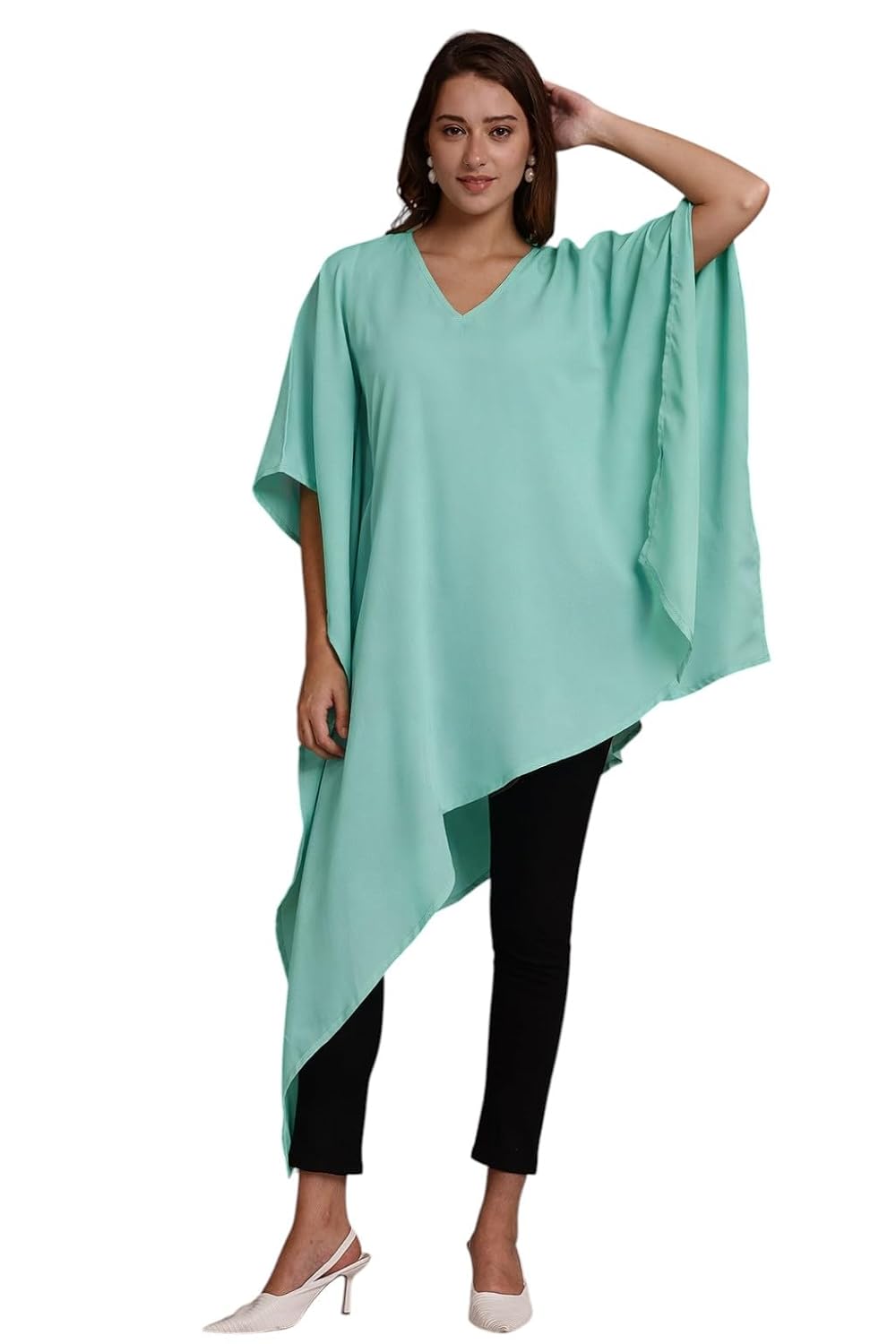 Aarsha Turquoise Solid Women's Crepe Kaftan - Review, Price and Buying Guide