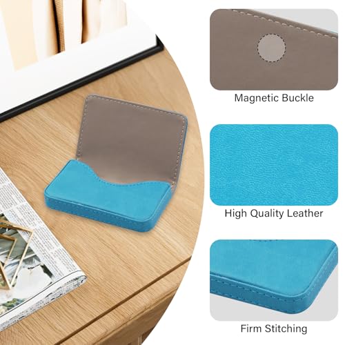 Business Credit Card Holders, Magnetic Sealing Anti Drop, PU Leather Debit Card Protector Organizer Case (Light Blue)2