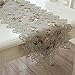 Produktbild FuHouse 40x120cm Grünes Blumengesticktes Satin Tischläufer Tuch mit Spitze Dekor, Geeignet für Tischlänge ca. 80-90cm, Home Decor/Housewarming Gift/Weihnachten/Party/Hochzeit Dekor