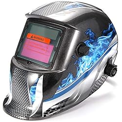 Careta Para Altas Temperaturas Careta Soldar Automatica,Nullnet Oscurecimiento Soldador Máscara de Soldador Máscara de la Seguridad de Soldadura Casco del Soldador con Energía Solar con Punteros Protectores