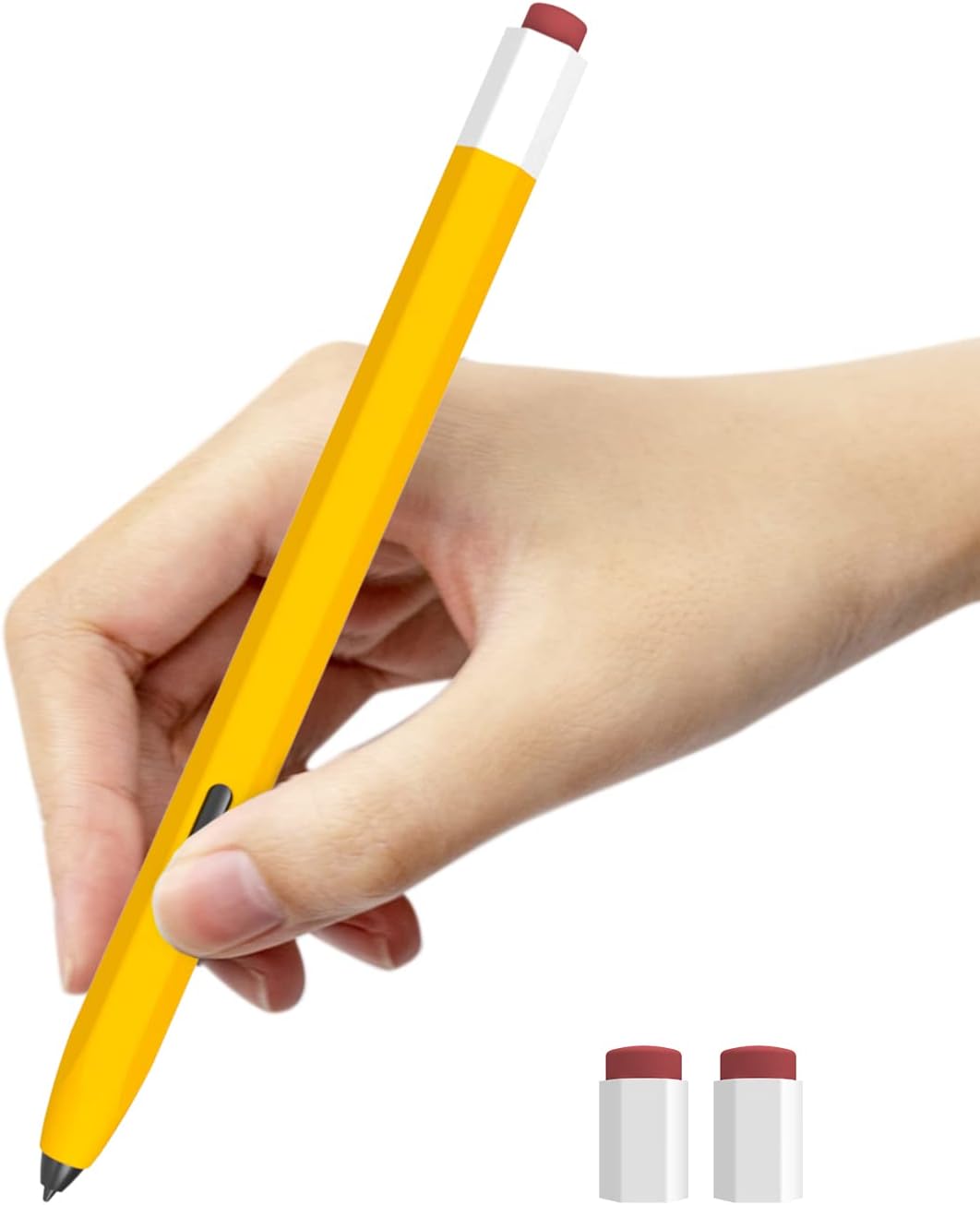 LOVE MEI Classic Silicone Pencil Case Compatible With Galaxy Tab S6 Lite S Pen Case Cover Sleeve Non-Slip Smooth Grip[With 2 Caps], Yellow