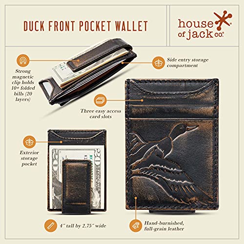 House of Jack Co. Duck Slim Money Clip Wallet for Men, Front Pocket Wallet with Strong Magnet, Full Grain Cowhide Card Holder Wallet, Black4