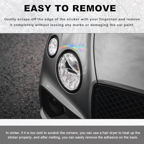 Image of KVAEY 2 PCS Car Headlight Eyelash Stickers, Cute Fake Eyelashes Decal for Bumper Auto Body Window, Waterproof Reflective PET Charming Eyelash Sticker Funny Decor for Car SUV Truck (Colorful)