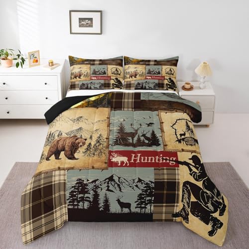 Erosebridal Bear & Deer Kids Comforter Set, Twin, Brown