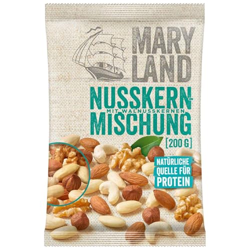Maryland Nusskernmischung 200g Beutel - Nuss Mischung aus Mandeln blanchiert, Cashewkernen, Römerhaselnusskernen, Walnusskernen - Natürlich reich an Protein (1 x 200g Beutel)