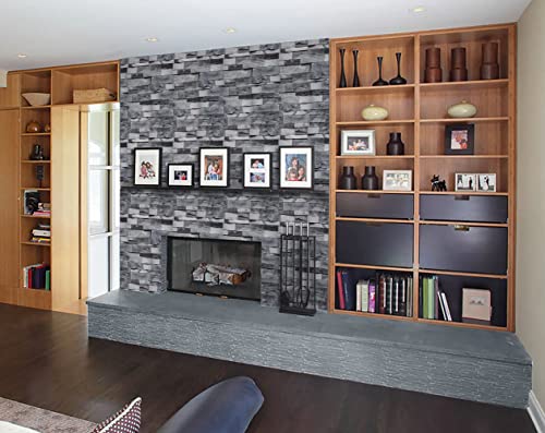 Timeet Grey Brick Wallpaper Peel And Stick Wallpaper Vintage Brick Wallpaper 17.7”X 393.7” Self-Adhesive Removable Wallpaper For Kitchen Bedroom Living Room Decoration #TOP4