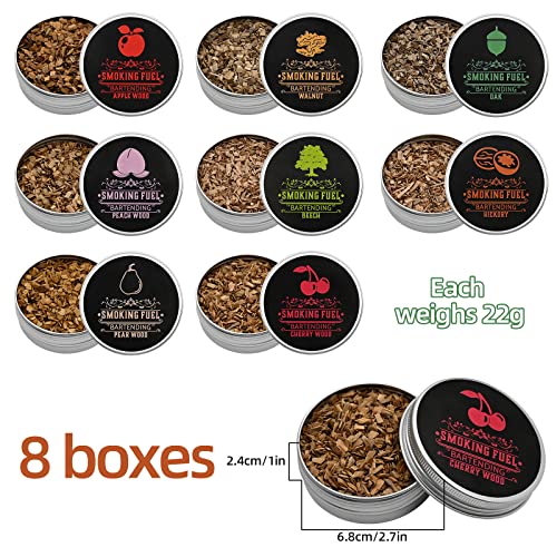 Smoking Wood Chips Cocktail Smoker, Easter 8 Flavors Natural Wood Chips Including Cherry, Apple, Hickory, Beech, Pear, Walnut, Peach, Oak, Sawdust For Smoke Gun Cocktails Drinks Food #TOP1