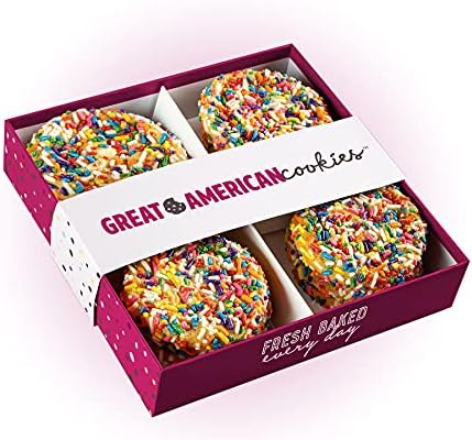 Great American Cookies - 12 Fresh Baked Birthday Cake Cookies - Baked Daily, Hand Scooped and Never Frozen - Great for birthday, graduation, parties, or special events
