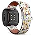 CJBROES Replacement Leather Watch Band, Compatible with Fitbit Versa 3 and Fitbit Sense of Wristband Bracelet Accessory - Tasty Colorful ice Cream Set