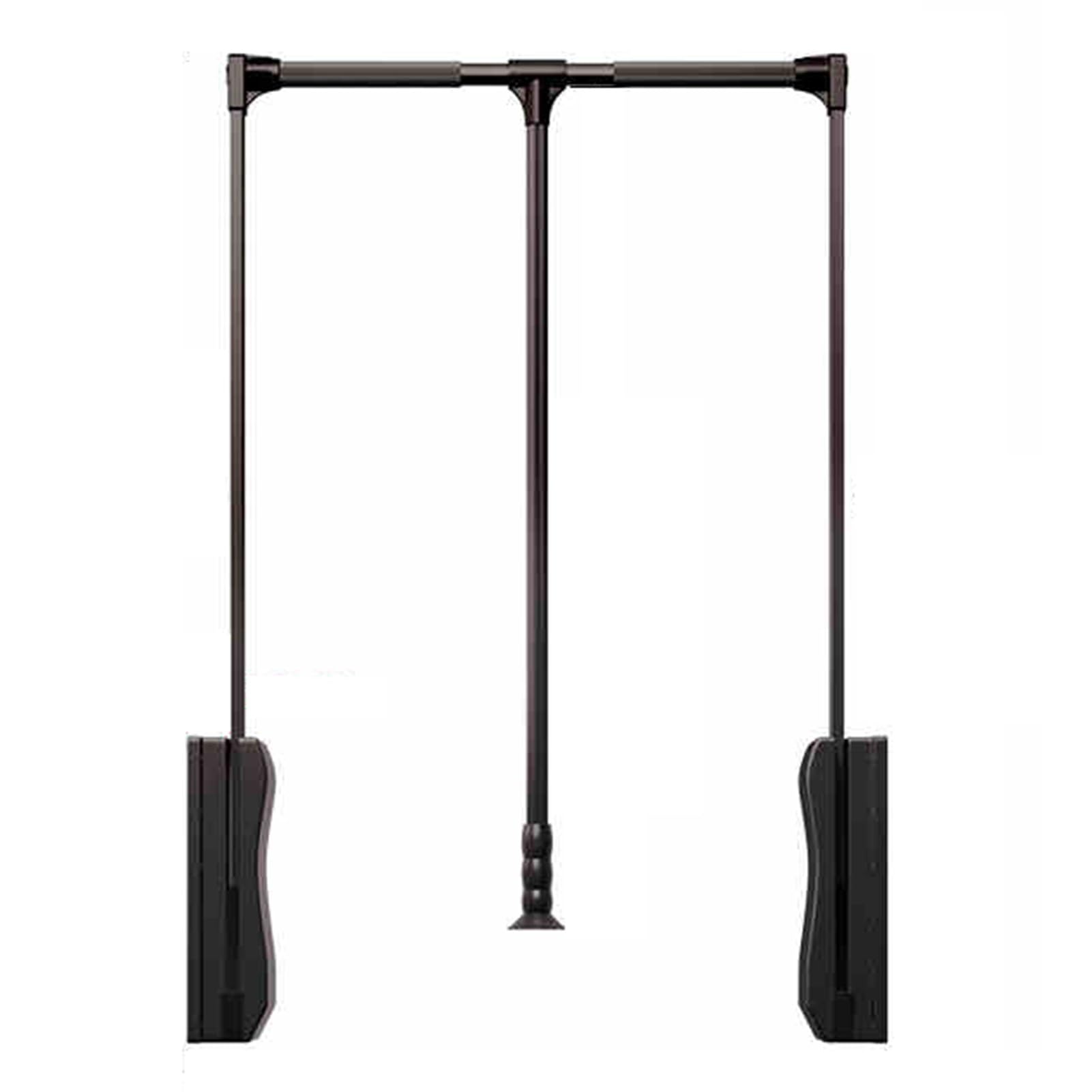 HTTGDGDH Adjustable Pull Down Closet Rod, Double Buffer Liftable Clothes Hanger, 33 Lbs Capacity For Clothes, Fits Cabinets 21.65-49.21 Inches Wide,Brown-550-700mm
