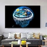 Flat Earth With Dome Art Canvas Painting Poster Print On 