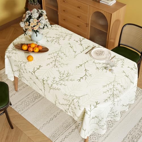 Surwin Mantel Hule Mesa, Manteles de PVC Ovalado, Mantel Antimanchas Impermeable Estilo Rústico Francés, Ropa Mesa Camilla Lavable para Cocina, Comedor, Fiestas, Decoración (Verde,140x200cm)