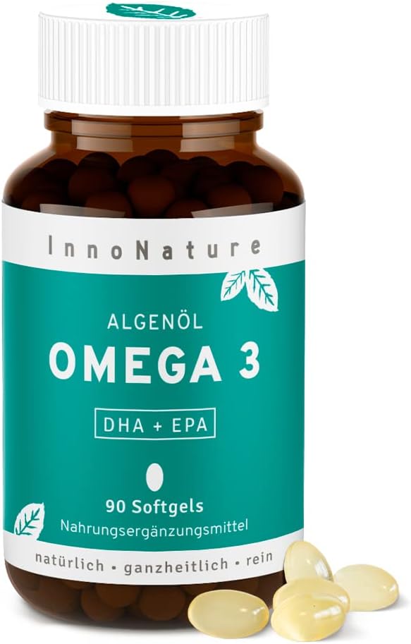 Vegan Omega 3 Kapseln aus Mikroalgenöl. 1875 mg Premium Algenöl mit DHA