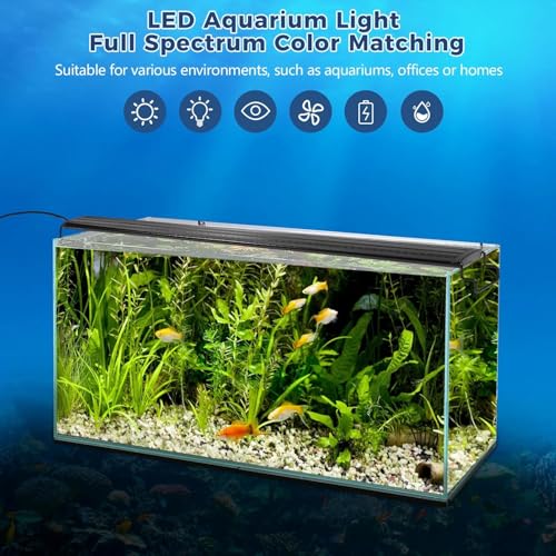Luz de aquário LED para Aquário de 75 a 90 cm, Luz de Aquário de Espectro Total com LEDs Brancos, az