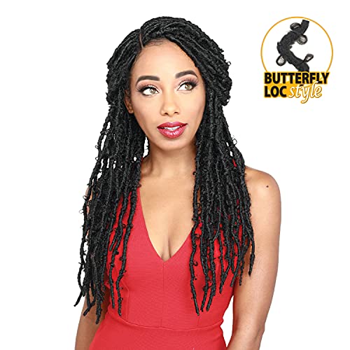 Zury Sis Diva Collection Synthetic Hair Lace Front Wig - Diva Lace Butterfly Loc (1B Off Black) #TOP1