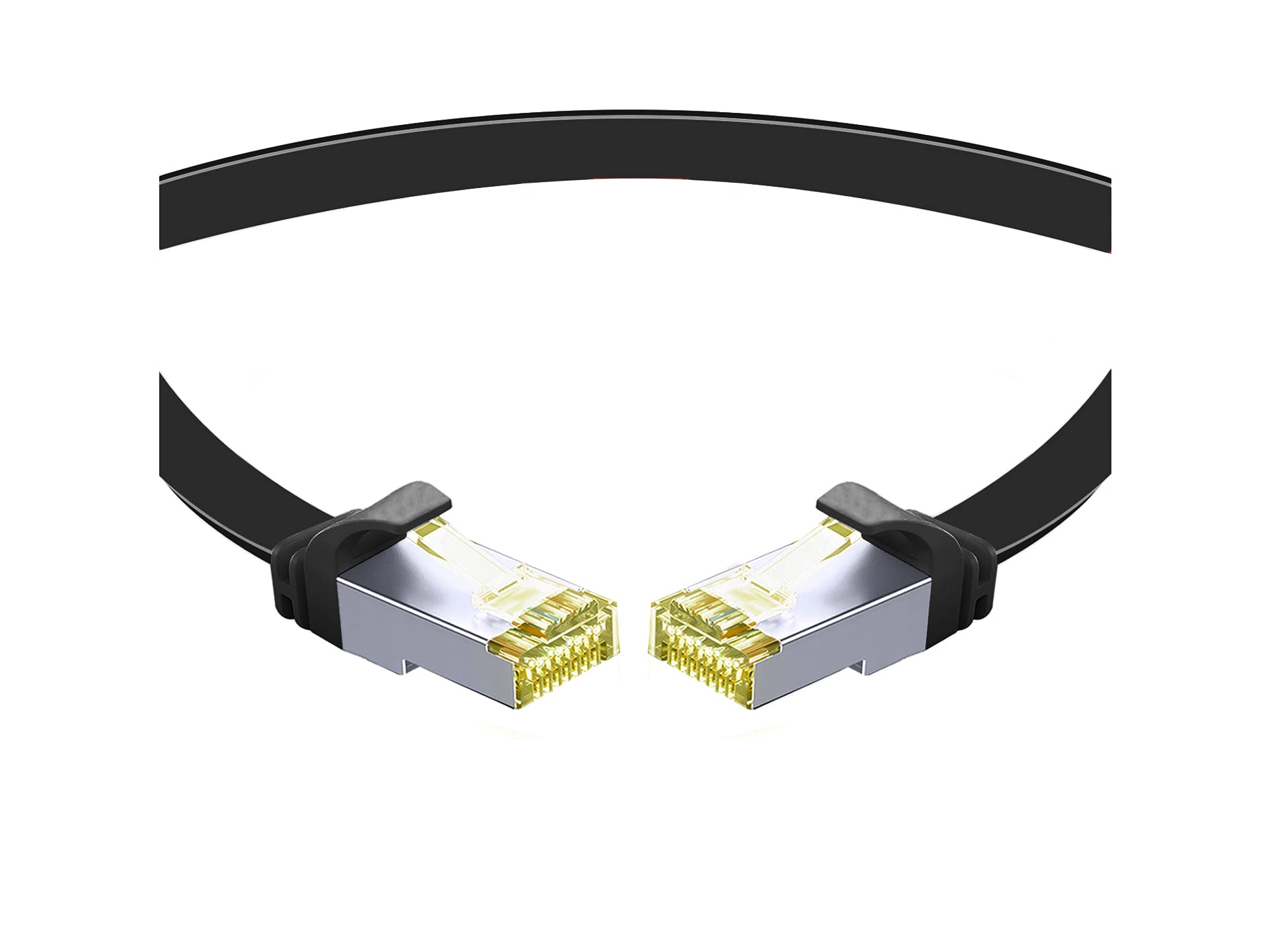10er Pack CAT.7 hochwertiges Premium Netzwerkkabel flach mit RJ45 Anschluss | LAN Kabel | 5m | schwarz |Abschirmung durch U/FTP | kompatibel mit Router, Modem, Switch