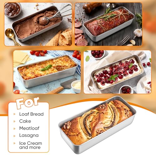 Homikit 3lb Loaf Tin, Stainless Steel Bread Tin Cake Baking Pan for Banana Bread, Toast, Meatloaf and Lasagna, Healthy & Non-Toxic, Easy Clean & Dishwasher Safe - Image 6