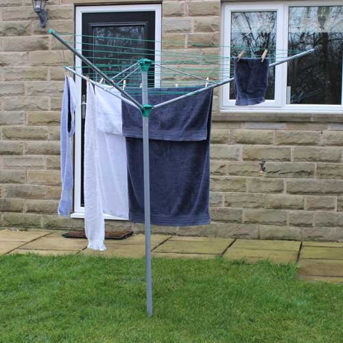 30M 3-ARM ROTARY CLOTHES AIRER DRIER POLE WASHING LINE POWDER COATED STEEL NEW