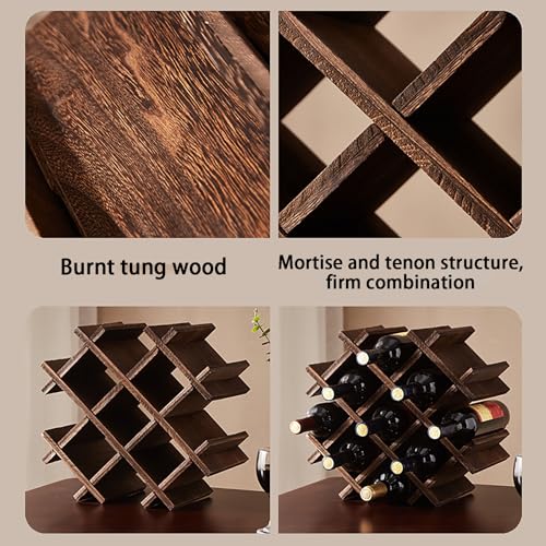 Soporte para 9 Botellas de Vino de Madera Maciza miniatura 3