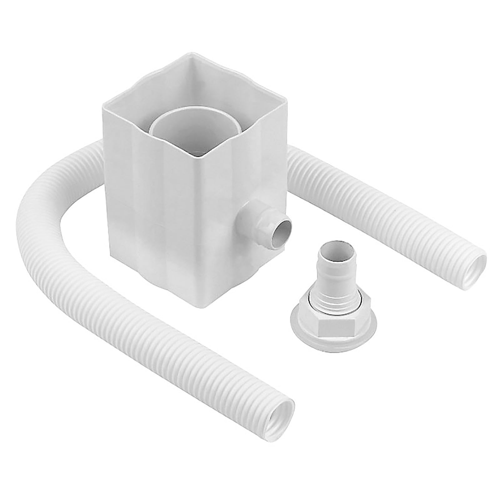 Spares2go White Rainwater Diverter 65Mm Square 68Mm Round Downpipe Water Butt Kit (White)