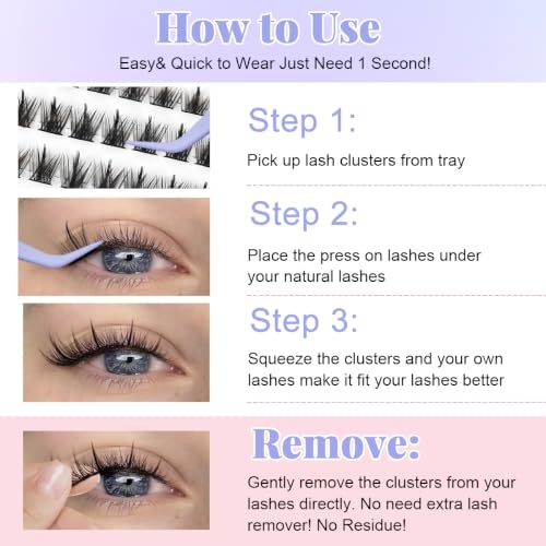 Image of MAYCREATE 140pcs Wispy Eye Lashes for Women Self Adhesive Natural Look Cluster Lashes 2 Styles 10-13mm Manga Anime False Fake Eyelashes Eyelash Lash Clusters with Tweezers for Daily or Parties