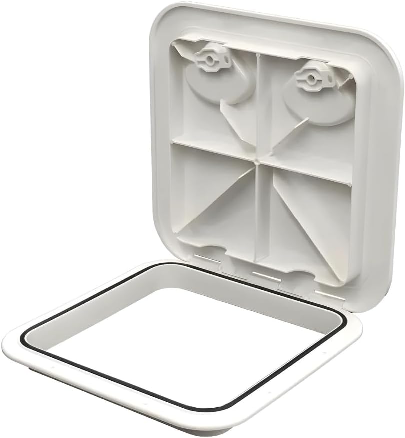 SEAFLO Marine Boat Deck Rectangular Access Hatch - White/Black, Lock and Key/Regular