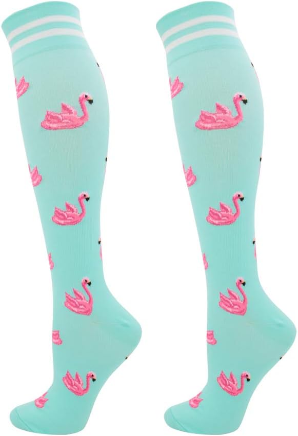 Fenglaoda Compression Socks for Women(15-25mmhg), Best Graduated Athletic Cute Fun Fit for Flight,Shin Splints, Run, Travel, Pregnancy, Nurses, Circulation & Recovery
