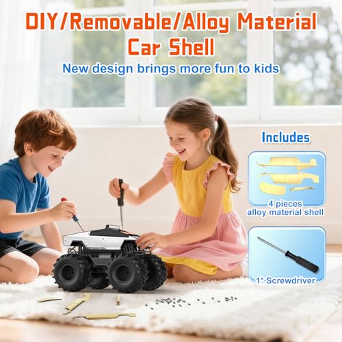 image for Dafotil Remote Control Car with LED Eyes, Amphibious Monster Truck Boy