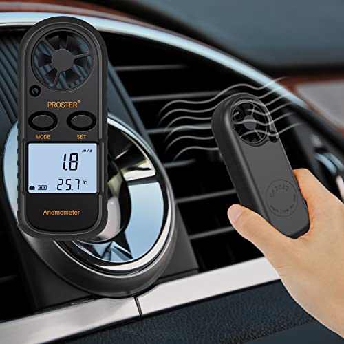 Anemometer Digital LCD Windgeschwindigkeitsmesser Luftdurchsatz Geschwindigkeitsmessung Thermometer mit Hintergrundbeleuchtung für RC Drohnen Helikopter Windsurfen Drachen Fliegen Segeln etc.