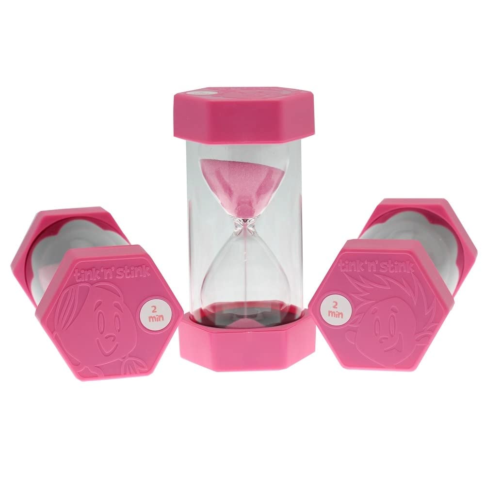 Large Sand Timer 2 Minute Pink Hourglass with Robust End Caps Quiet Time Management Classroom Games Home Office