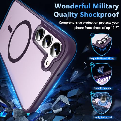 Image of OWKEY for Samsung Galaxy S23 Plus Case 6.6'', Magnetic S23 Plus Case Compatible with Magsafe, [Military Grade Shockproof] Translucent Back Slim Bumper Cover Phone Case Galaxy S23 Plus case, Purple