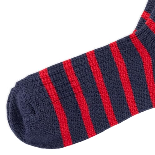 Polo Ralph Lauren Women's Lettuce Edge Stripe Ankle Sock, Navy, Women's 4-103