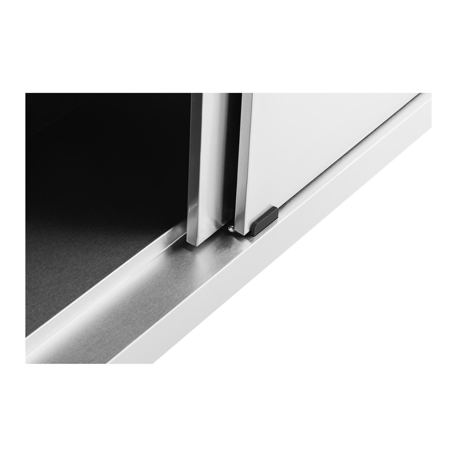 Base mobile da cucina in acciaio inossidabile con ante scorrevoli (portata 600 kg, 1 ripiano) by HELLOSHOP26