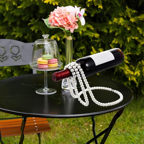 Soporte para botella de vino estilo collar de perlas blanco miniatura 3