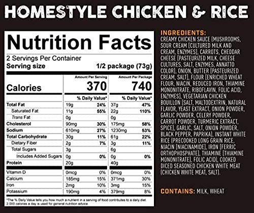 Peak Refuel Homestyle Chicken & Rice | Premium Freeze Dried Camping Food | Backpacking & Hiking Mre Meals | Just Add Water | 100% Real Meat | 40G Of Protein | 2 Serving Pouch #TOP5